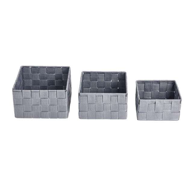 Lot de 3 pani&egrave;res tress&eacute;es 3 tailles - 2 mod&egrave;les gris clair ou fonc&eacute;