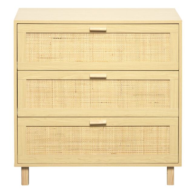 Commode Kanna 3 tiroirs cannage rotin L.80 x P.40 x H.80 cm