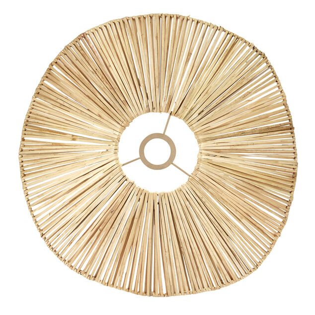 Suspension luminaire rotin naturel design ondul&eacute; 54x48xH17cm