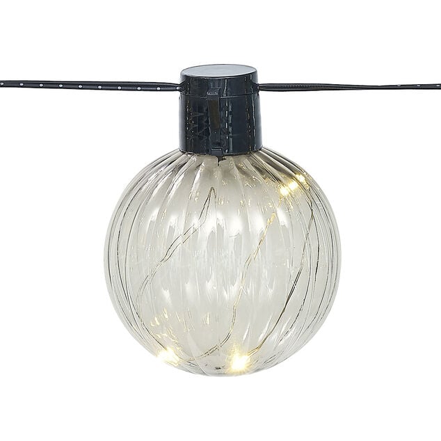 Guirlande solaire boule micro30LED blanc chaud 1,8 m
