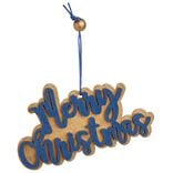 Suspension Merry Christmas doré et bleu L10x6cm