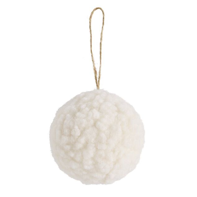 Boule de No&euml;l laine boucl&eacute;e &agrave; suspendre (4 mod&egrave;les)