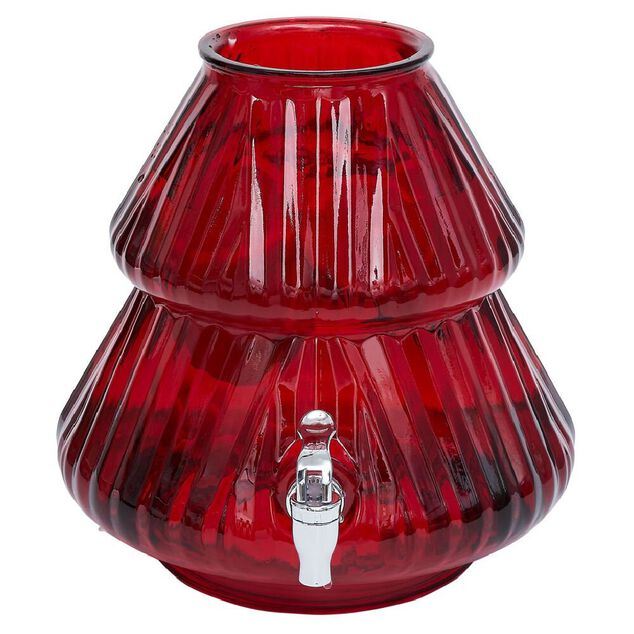 Distributeur &agrave; boisson en verre forme sapin rouge 8L