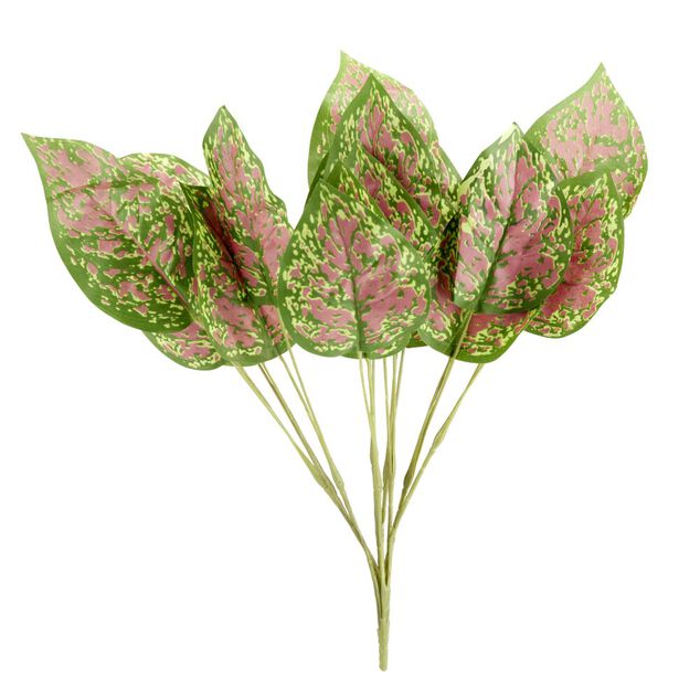 Feuillage artificiel calathea vert et rose en piquet Ø23xH45cm