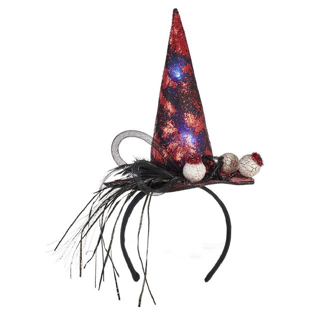 Serre t&ecirc;te chapeau et yeux globuleux lumineux Halloween
