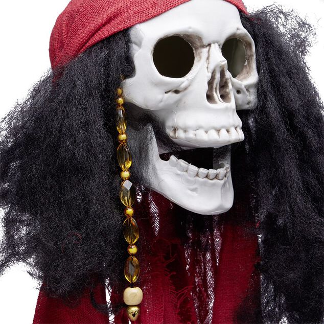 Suspension Halloween LED t&ecirc;te de mort pirate avec foulard rouge