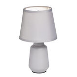 Lampe &agrave; poser en c&eacute;ramique avec abat-jour tissu gris &Oslash;14,2xH24,5cm
