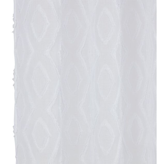 Voilage polyester 140x240cm tuffet&eacute; blanc