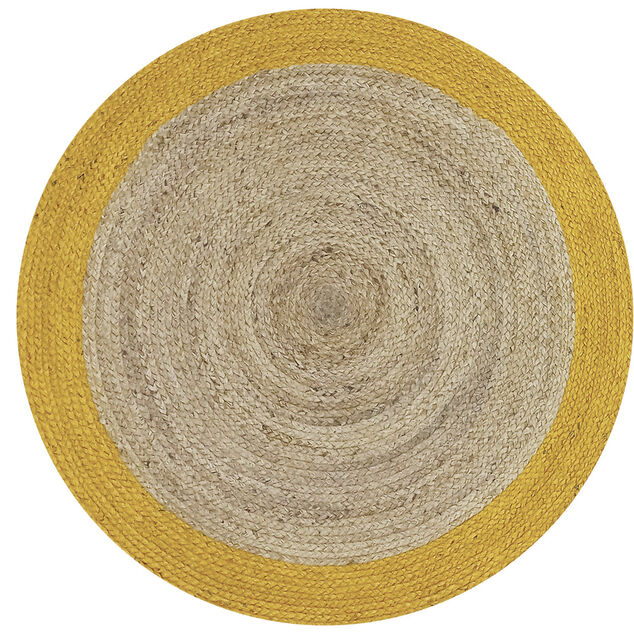 Tapis rond jute bordure jaune &Oslash;90cm