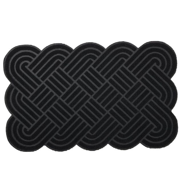 Tapis entr&eacute;e contour vague polyester L80X50 cm (2 mod&egrave;les noir ou marron)