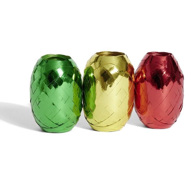 Bolduc vert rouge et dor&eacute; brillant 10m x3