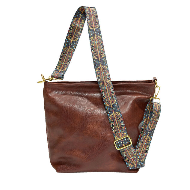 Sac &agrave; main femme fourre-tout anse ethnique amovible 32x10xH25cm - 3 mod&egrave;les