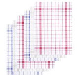 Lot de 6 torchons rectangulaires 50x70cm 100% coton quadrill&eacute; blanc