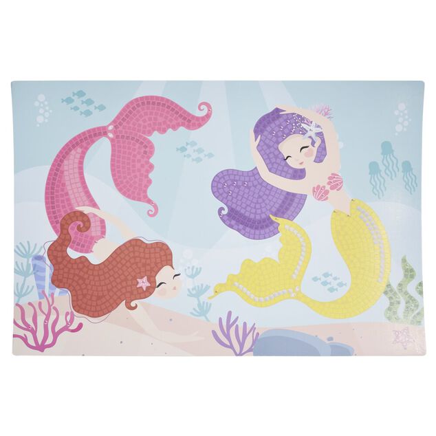 Lot de 4 mosaïques géantes à sticker thème sirène 40x60cm