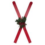 D&eacute;coration &agrave; poser ski bois rouge x2