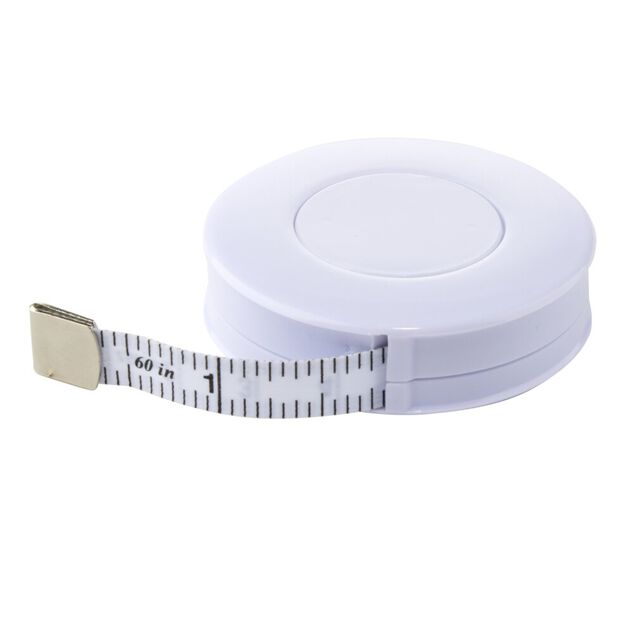 Mètre ruban 1,5m plastique bleu avec enrouleur