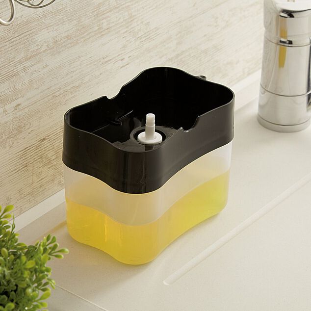 Distributeur &agrave; savon liquide vaisselle 385 ml et &eacute;ponge