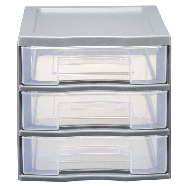 Tour de rangement 3 tiroirs format A6 gris