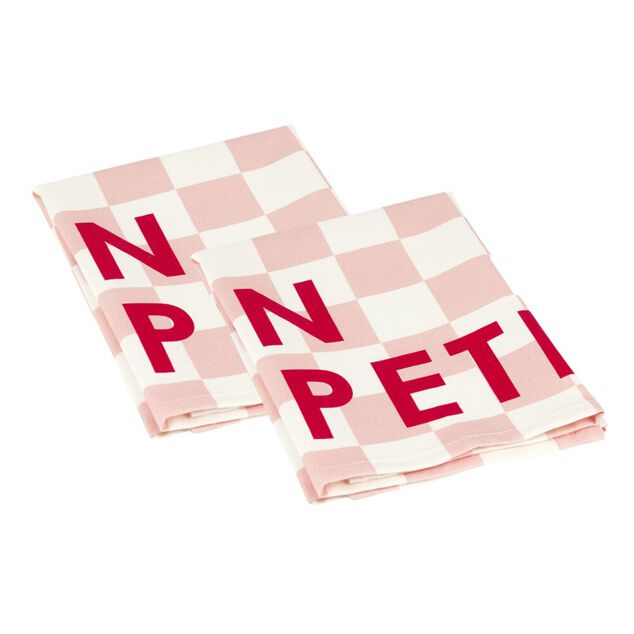 Serviette de table x2 coton vichy rose "bon app&eacute;tit" 45x45cm