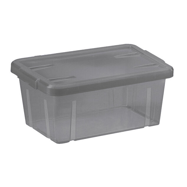 Bo&icirc;te de rangement gris fum&eacute; avec couvercle 4,4L