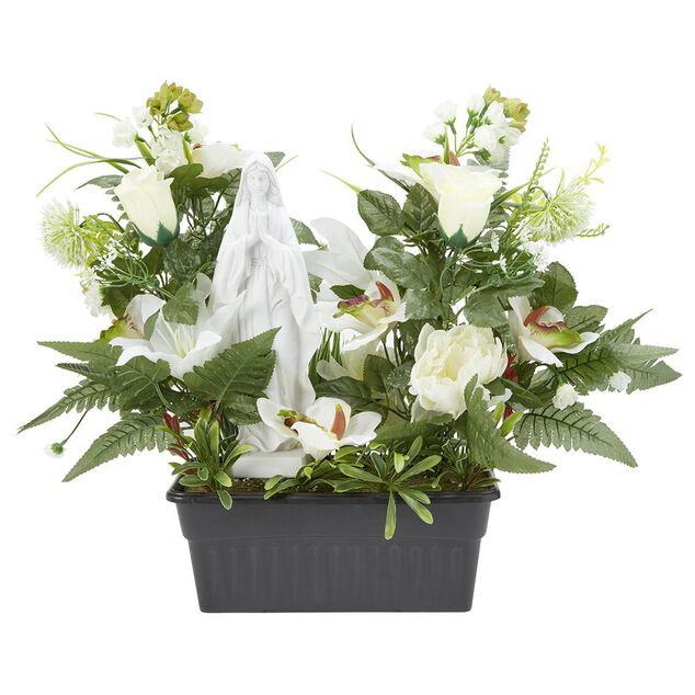 Jardini&egrave;re columbarium H47 cm blanc - Fleur artificielle