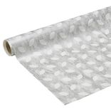 Toile cir&eacute;e motif relief gris blanc 140 cm