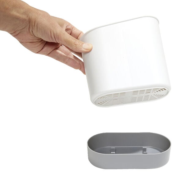 &Eacute;gouttoir &agrave; couverts plastique gris 17,3x17,3xH9,2cm