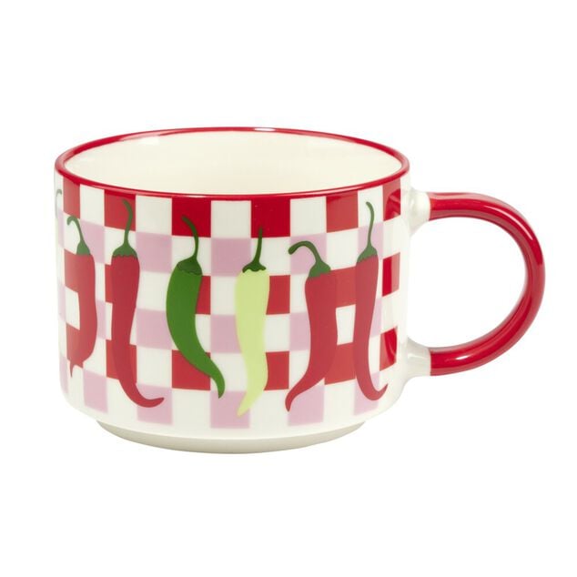 Mug c&eacute;ramique motifs piments &Oslash;13xH8,5cm (2 mod&egrave;les)