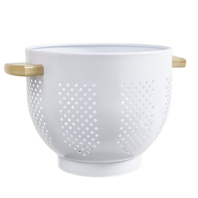 Passoire m&eacute;tal poign&eacute;es bambou &Oslash;22xH18cm (2 mod&egrave;les noir ou blanc)