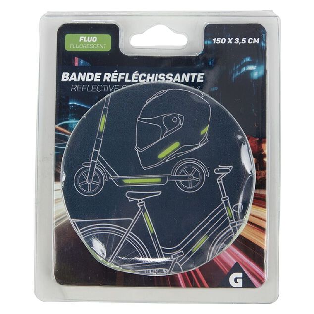 Bande r&eacute;fl&eacute;chissante adh&eacute;sive fluo vert 1,5m