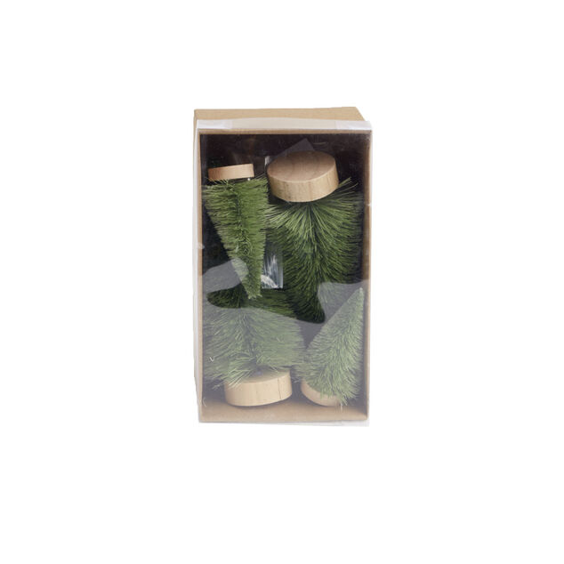 Lot de 4 mini sapins d&eacute;coratifs - 2 mod&egrave;les vert ou blanc