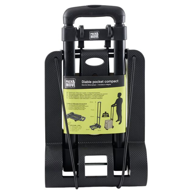 Diable compact pliant transport 50kg m&eacute;tal et plastique noir