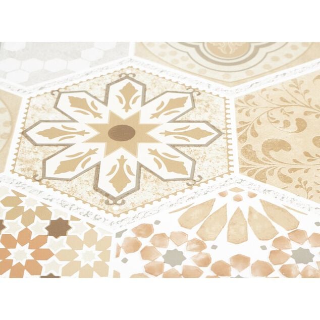 Toile cirée hexatile beige l140cm