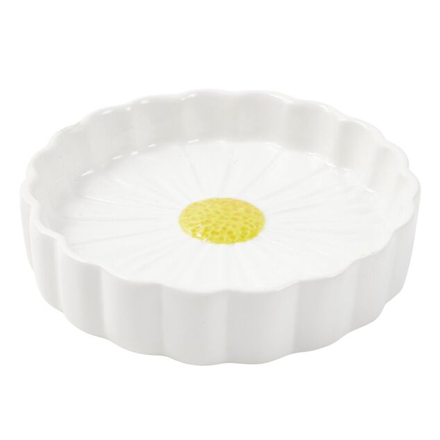 Porte-savon forme marguerite dolomite blanc et jaune &Oslash;11cm