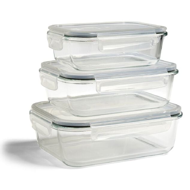 Bo&icirc;te alimentaire en verre avec couvercle en plastique &agrave; clips 1,5L