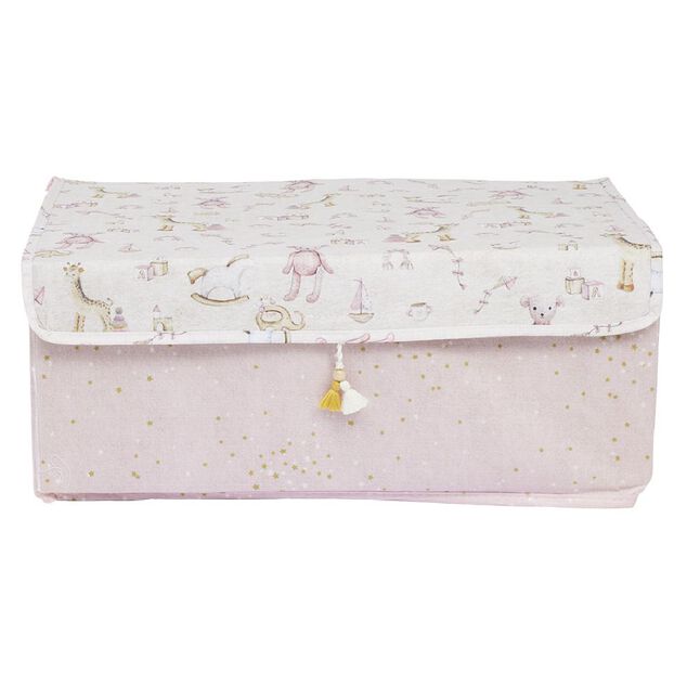 Boîte de rangement enfant rose ou bleu x3 - 28x14xH14cm