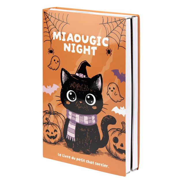 Grattoir chat Halloween livre griffoir carton marron et orange 26x39,5cm