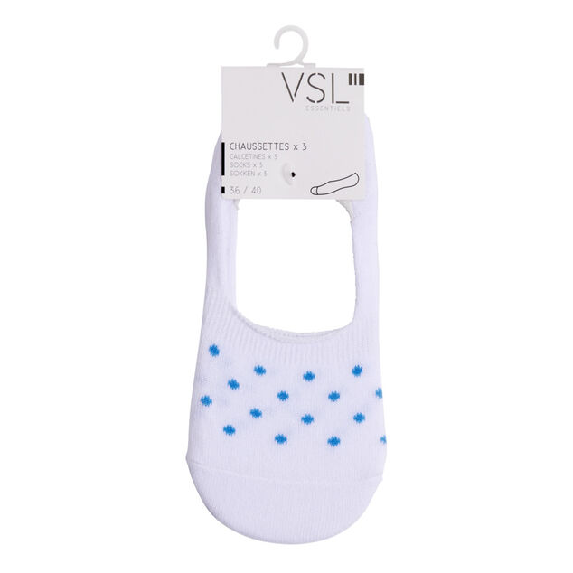 Chaussettes femme invisible tige ultra courte polycoton 3 paires 36/40