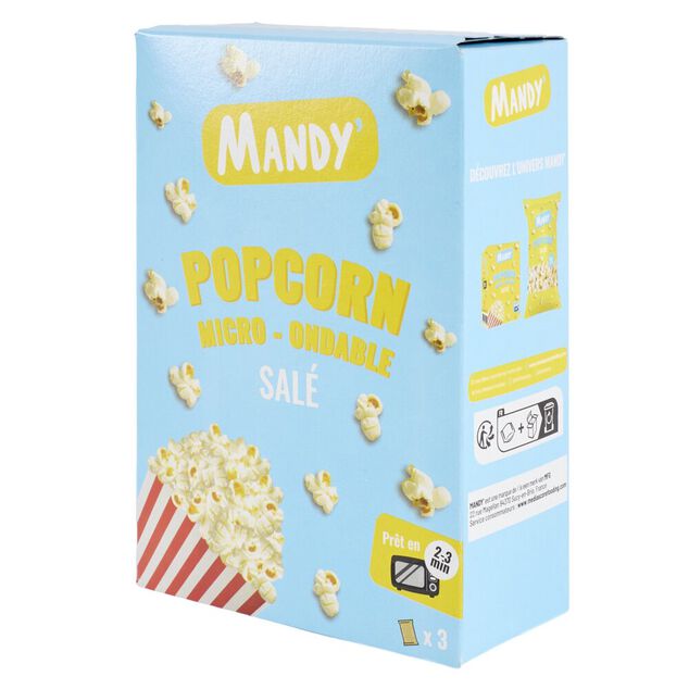 Popcorn sal&eacute; micro-ondes Mandy 3x80gr