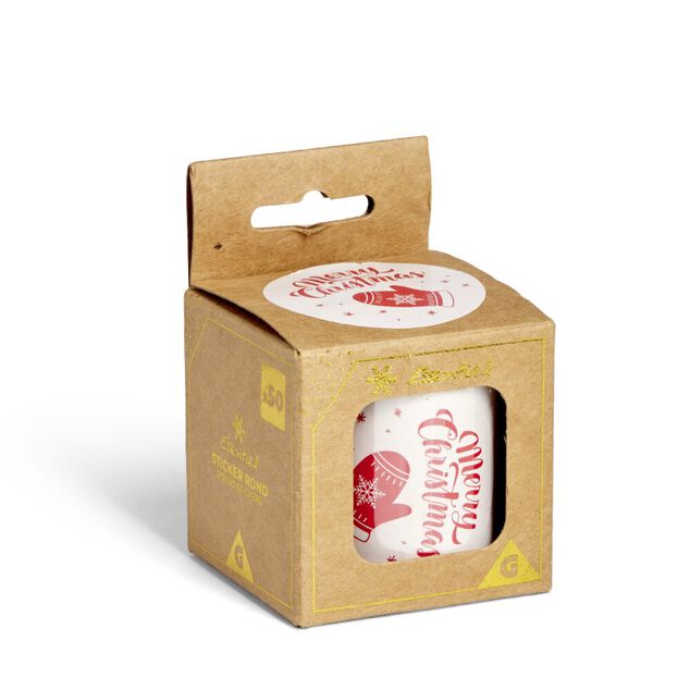Étiquette pour paquet cadeau Noël ronde Merry Christmas 50 pièces