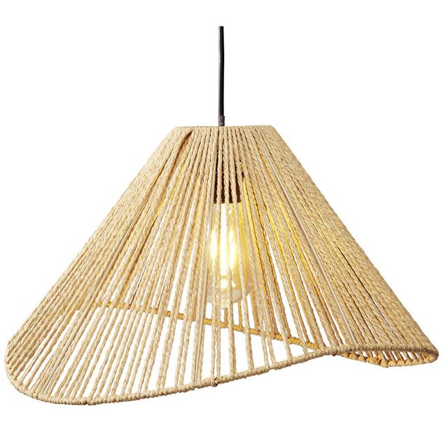 Luminaire &agrave; suspension filaire ovale en papier tress&eacute;