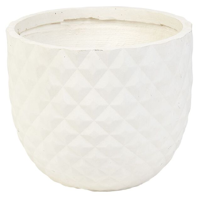 Cache pot en fibre d'argile style diamant &oslash; 30 cm blanc ivoire