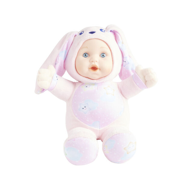 Poupon peluche rose H36cm