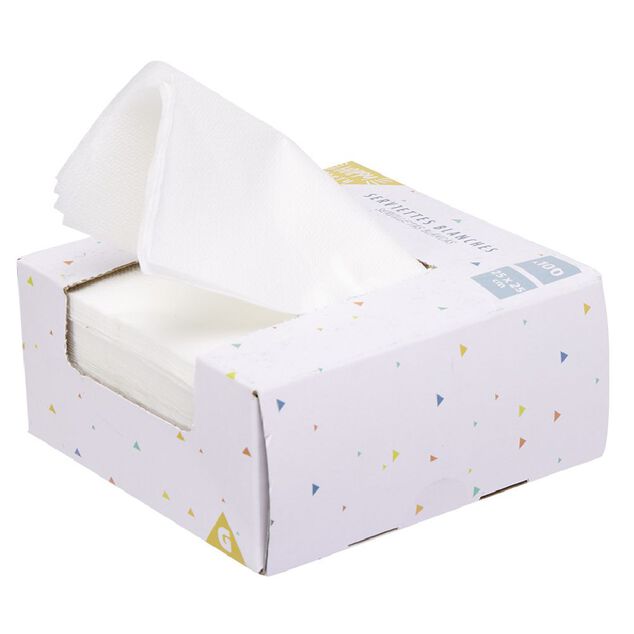 Serviette cocktail jetable carr&eacute; blanc x100