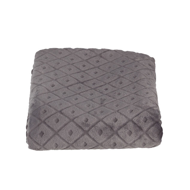 Plaid en flanelle uni gris relief losange