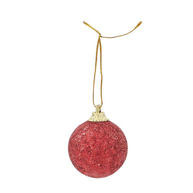 Suspension boules de No&euml;l rouges et pommes de pin