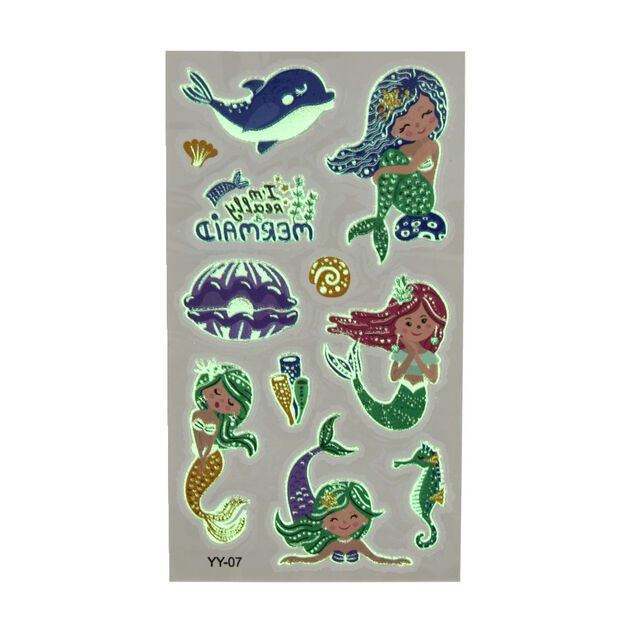 Tatouage enfant éphémère phosphorescent 3 feuillets (2 modèles)