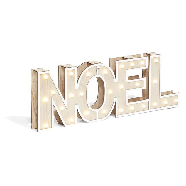 Décoration lumineuse à poser lettres Noël bois