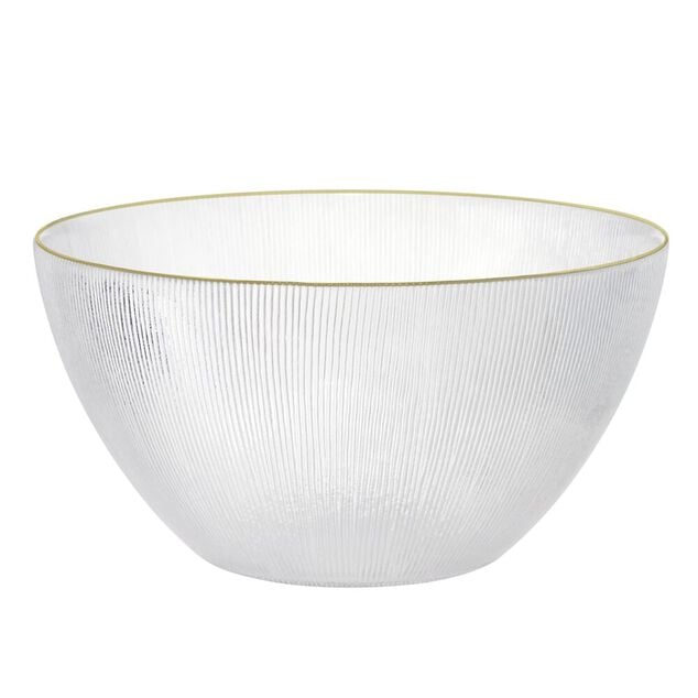 Saladier en verre stri&eacute; avec paillettes dor&eacute;es &Oslash;23xH12cm