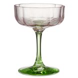 Verre &agrave; pied 20cl forme fleur en verre d&eacute;grad&eacute; rose et vert &Oslash;10xH13cm